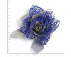 Украшение цветок арт. D07154 цв. синий/золото d-11 см