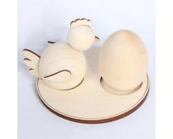 Деревянная заготовка из сосны арт.Л.ТР0202 курочка-подставка с яйцом d110 h75