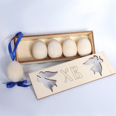 Деревянная заготовка из сосны набор арт.Л.ТР0401R 5 яиц в коробке с лентой