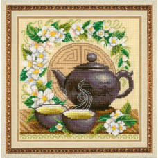 Набор для вышивания крестом 'Золотые Ручки' арт. М-032 'Зеленый чай' 15х15 см
